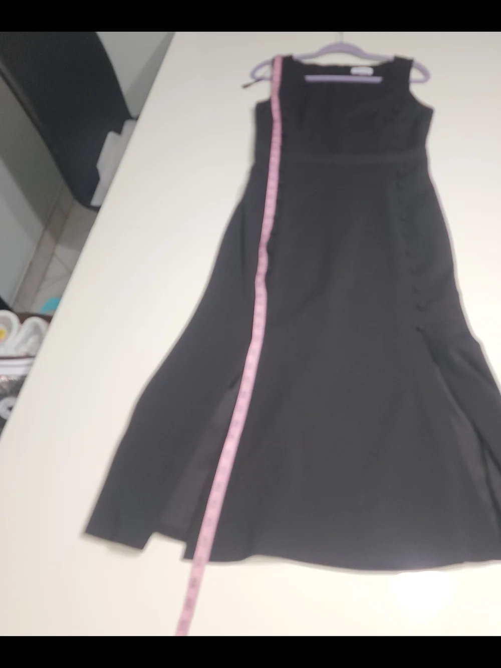 Calvin Klein Black Sleeveless Midi Dress with Button-Front Detailing